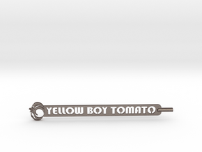 Yellow Boy Tomato Plant Stake in Polished Bronzed Silver Steel