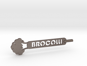 Brocolli Plant Stake in Polished Bronzed Silver Steel