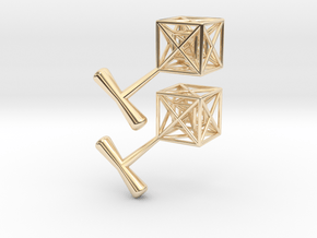 Hypercube Cuff Links in 14k Gold Plated Brass