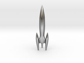 Retro Rocket 1 Miniature in Natural Silver