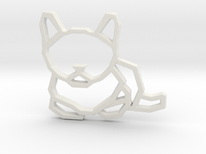 Geometric Cat Pendant in White Natural Versatile Plastic: Medium