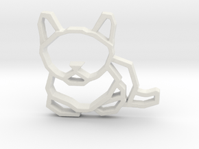 Geometric Cat Pendant in White Natural Versatile Plastic: Large