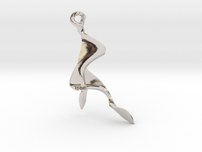Pendant, Stylized 5 in Rhodium Plated Brass