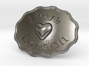 I Love London Belt Buckle in Polished Nickel Steel