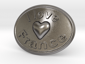 I Love France Belt Buckle in Polished Nickel Steel