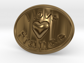 I Love France Belt Buckle in Polished Bronze