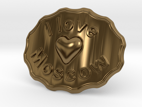 I Love Moscow Belt Buckle in Polished Bronze