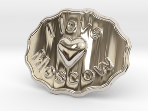I Love Moscow Belt Buckle in Rhodium Plated Brass