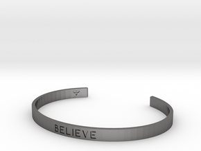 Believe Engrave Bracelet Sizes S-L in Polished Nickel Steel: Small