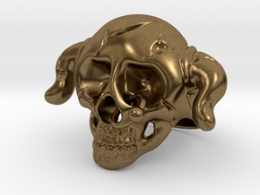 Nasty Skull Ring in Natural Bronze (Interlocking Parts)