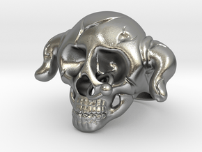 Nasty Skull Ring in Natural Silver (Interlocking Parts)
