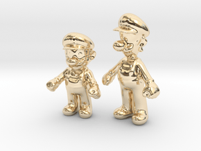 1/24 Mario Brothers in 14k Gold Plated Brass