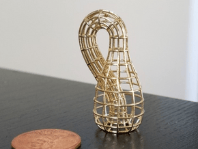 Klein Bottle Wireframe Mini in Natural Brass
