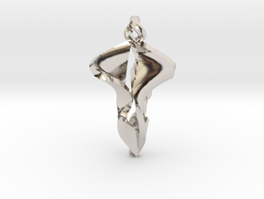Pendant, Stylized 2 in Rhodium Plated Brass