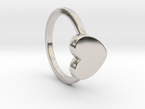 Heart Ring Size 4.5 in Rhodium Plated Brass