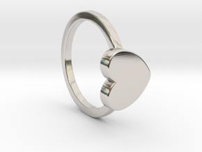 Heart Ring Size 5 in Rhodium Plated Brass