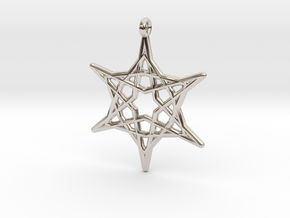 Hex Star Pendant in Rhodium Plated Brass