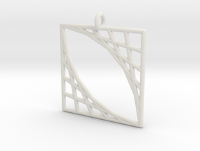 Oblique Grid Pendant in White Natural Versatile Plastic