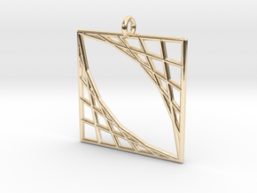 Oblique Grid Pendant in 14k Gold Plated Brass