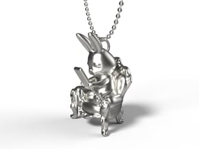 Phoneholic Rabbit In a Sofa pendant in Polished Silver