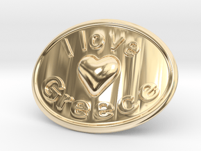 I Love Greece Belt Buckle in 14K Yellow Gold