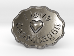 I Love Copenhagen Belt Buckle in Polished Nickel Steel