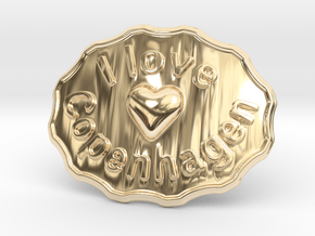 I Love Copenhagen Belt Buckle in 14k Gold Plated Brass