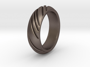 Swirly Ring in Polished Bronzed Silver Steel: 8 / 56.75
