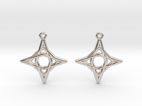 Diamond Star Earrings in Rhodium Plated Brass