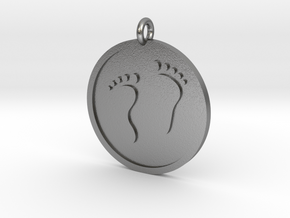 Foot Prints Pendant in Natural Silver