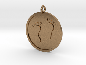 Foot Prints Pendant in Natural Brass