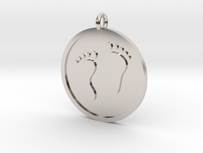 Foot Prints Pendant in Rhodium Plated Brass