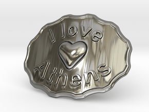 I Love Athens Belt Buckle in Fine Detail Polished Silver