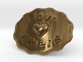I Love Athens Belt Buckle in Polished Bronze