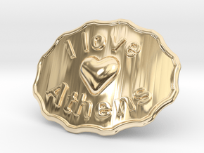 I Love Athens Belt Buckle in 14k Gold Plated Brass