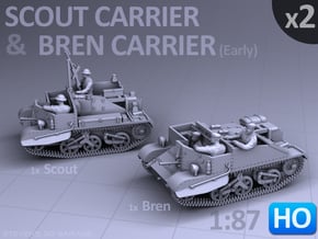 Scout and Bren Carrier  (1:87 HO) - (2 Pack) in Tan Fine Detail Plastic