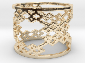 Twill Weave Structure Ring Size 6.5 in 14k Gold Plated Brass