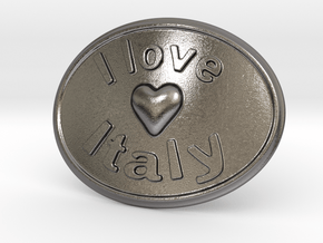 I Love Italy Belt Buckle in Polished Nickel Steel
