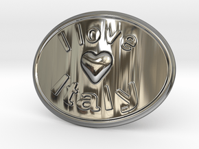 I Love Italy Belt Buckle in Fine Detail Polished Silver