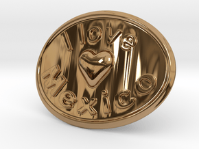 I Love Mexico Belt Buckle in Polished Brass