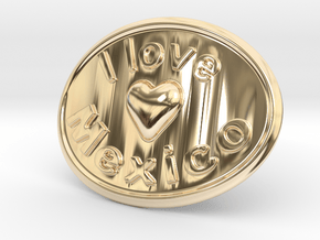 I Love Mexico Belt Buckle in 14K Yellow Gold