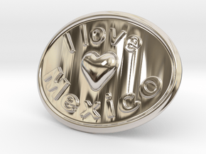 I Love Mexico Belt Buckle in Platinum