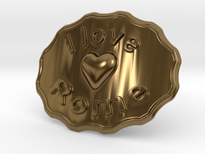 I Love Rome Belt Buckle in Polished Bronze