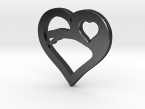 The Eager Heart (steel pendant) in Polished and Bronzed Black Steel