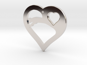 The Eager Heart (precious metal pendant) in Rhodium Plated Brass