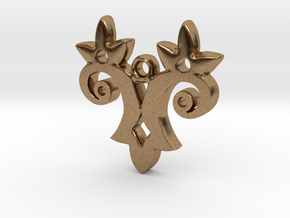 Twin Flower Pendant in Natural Brass