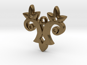 Twin Flower Pendant in Natural Bronze