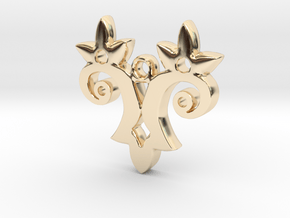 Twin Flower Pendant in 14k Gold Plated Brass