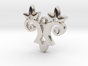 Twin Flower Pendant in Rhodium Plated Brass