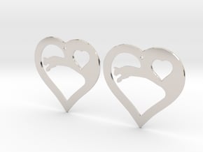 The Eager Hearts (precious metal earrings) in Rhodium Plated Brass
